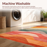 Ultra Soft Area Rug, Non Slip, Stain Resistant, Washable Area Rugs for Living Room, Bedroom, Rustic Earthy Symmetrical Patterns(Orange)