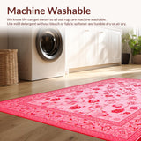 Ultra Soft Area Rug, Non Slip, Stain Resistant, Washable Area Rugs for Living Room, Bedroom, Soft Plush Floral Elegance(Pink)