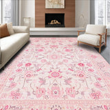 Ultra Soft Area Rug, Non Slip, Stain Resistant, Washable Area Rugs for Living Room, Bedroom, Whimsical Kids' Playful Design(Pink)