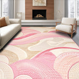 Ultra Soft Area Rug, Non Slip, Stain Resistant, Washable Area Rugs for Living Room, Bedroom, Glamorous Abstract Swirl Pink Beige Bath(Pink)