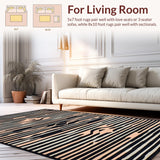Ultra Soft Area Rug, Non Slip, Stain Resistant, Washable Area Rugs for Living Room, Bedroom, Chic Animal Motif Runner Design(Black)