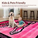 Ultra Soft Area Rug, Non Slip, Stain Resistant, Washable Area Rugs for Living Room, Bedroom, Vibrant Pink Animal Print Statement(Pink)