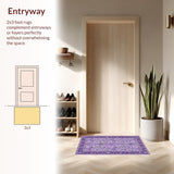 Ultra Soft Area Rug, Non Slip, Stain Resistant, Washable Area Rugs for Living Room, Bedroom, Serene Lavender Leaf Pattern(Purple)