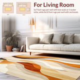 Artisan Cascade with Flowing Beige and Brown Waves Orange Highlights(Beige)