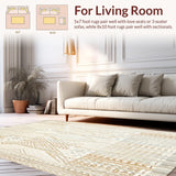 Ultra Soft Area Rug, Non Slip, Stain Resistant, Washable Area Rugs for Living Room, Bedroom, Nomadic Spirit Woven Look Artistic Cream and Beige Boho(Beige)