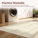 Ultra Soft Area Rug, Non Slip, Stain Resistant, Washable Area Rugs for Living Room, Bedroom, Artful Soft Beige Patterned Surface(Beige)