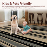 Ultra Soft Area Rug, Non Slip, Stain Resistant, Washable Area Rugs for Living Room, Bedroom, Contemporary Neutral Stripe Design(Beige)