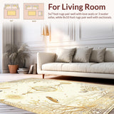 Ultra Soft Area Rug, Non Slip, Stain Resistant, Washable Area Rugs for Living Room, Bedroom, Woven Oasis Area Bohemian Dreamcatcher(Gold)