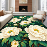 Ultra Soft Area Rug, Non Slip, Stain Resistant, Washable Area Rugs for Living Room, Bedroom, Fresh Blossom Inspired Motif(White)