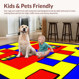 Ultra Soft Area Rug, Non Slip, Stain Resistant, Washable Area Rugs for Living Room, Bedroom, Playful Bright Numbered Design(Yellow)