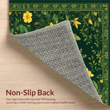 Ultra Soft Area Rug, Non Slip, Stain Resistant, Washable Area Rugs for Living Room, Bedroom, Charming Low-Pile Floral Artwork(Green)
