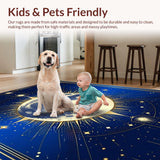 Ultra Soft Area Rug, Non Slip, Stain Resistant, Washable Area Rugs for Living Room, Bedroom, Vibrant Cosmic Spiral Design(Blue)