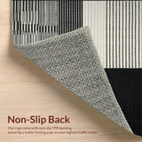 Ultra Soft Area Rug, Non Slip, Stain Resistant, Washable Area Rugs for Living Room, Bedroom, Black White Striped Runner, Modern Decor(Black)