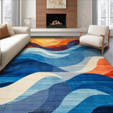 Ultra Soft Area Rug, Non Slip, Stain Resistant, Washable Area Rugs for Living Room, Bedroom, Vibrant Modern Abstract Motif(Blue)