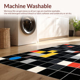 Ultra Soft Area Rug, Non Slip, Stain Resistant, Washable Area Rugs for Living Room, Bedroom, Playful Monochrome Geometric Design(Black)