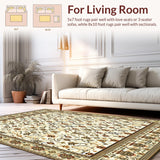 Ultra Soft Area Rug, Non Slip, Stain Resistant, Washable Area Rugs for Living Room, Bedroom, Vintage Natural Braided Boho Round Area(Beige)