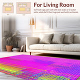 Ultra Soft Area Rug, Non Slip, Stain Resistant, Washable Area Rugs for Living Room, Bedroom, Striking Light-Up Kaleidoscopic Design(Pink)