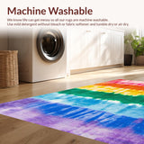Ultra Soft Area Rug, Non Slip, Stain Resistant, Washable Area Rugs for Living Room, Bedroom, Rainbow Pink Purple Nursery Plush Playroom Carpet(Pink)
