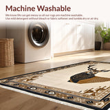 Ultra Soft Area Rug, Non Slip, Stain Resistant, Washable Area Rugs for Living Room, Bedroom, Glamorous Multicolored Animal Motif(Beige)