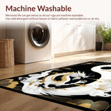 Ultra Soft Area Rug, Non Slip, Stain Resistant, Washable Area Rugs for Living Room, Bedroom, Intricate Asian Ethnic Design Element(Black)