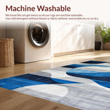 Ultra Soft Area Rug, Non Slip, Stain Resistant, Washable Area Rugs for Living Room, Bedroom, Geometric Blue Tones with Elegant Flair(Blue)