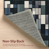 Ultra Soft Area Rug, Non Slip, Stain Resistant, Washable Area Rugs for Living Room, Bedroom, Sleek Geometric Black Toned Elegance(Gray)