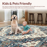 Ultra Soft Area Rug, Non Slip, Stain Resistant, Washable Area Rugs for Living Room, Bedroom, Sophisticated Modern Medallion Layout(Gray)
