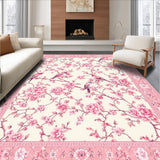Ultra Soft Area Rug, Non Slip, Stain Resistant, Washable Area Rugs for Living Room, Bedroom, Serene Minimalist Floral Touch(Ivory)