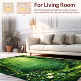 Ultra Soft Area Rug, Non Slip, Stain Resistant, Washable Area Rugs for Living Room, Bedroom, Charming Greenery Blossom Design(Green)