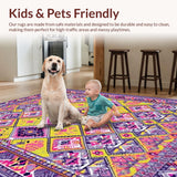 Ultra Soft Area Rug, Non Slip, Stain Resistant, Washable Area Rugs for Living Room, Bedroom, Whimsical Multi-Hued Geometric Style(Yellow)