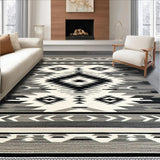 Ultra Soft Area Rug, Non Slip, Stain Resistant, Washable Area Rugs for Living Room, Bedroom, Desert Shadow Native Inspired Geometric Area With Tribal Accents(Black)
