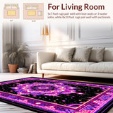 Ultra Soft Area Rug, Non Slip, Stain Resistant, Washable Area Rugs for Living Room, Bedroom, Striking Colorful Optical Illusion(Purple)