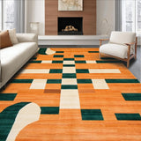 Ultra Soft Area Rug, Non Slip, Stain Resistant, Washable Area Rugs for Living Room, Bedroom, Chic Whimsical Tiled Artistry(Orange)