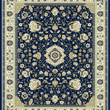 Ultra Soft Area Rug, Non Slip, Stain Resistant, Washable Area Rugs for Living Room, Bedroom, Chateau Collection Hoover Area Rug Vintage Inspired Blue Beige Carpet(Blue)
