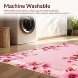 Ultra Soft Area Rug, Non Slip, Stain Resistant, Washable Area Rugs for Living Room, Bedroom, Faux Wool Pink Accent Rug for Home Office(Pink)