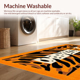 Ultra Soft Area Rug, Non Slip, Stain Resistant, Washable Area Rugs for Living Room, Bedroom, Exotic Striped Animal Motif(Orange)