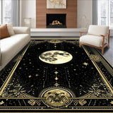 Ultra Soft Area Rug, Non Slip, Stain Resistant, Washable Area Rugs for Living Room, Bedroom, Mystical Snake Lunar Motif(Black)