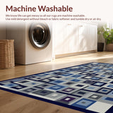 Ultra Soft Area Rug, Non Slip, Stain Resistant, Washable Area Rugs for Living Room, Bedroom, Sleek Abstract Blue Pattern(Gray)