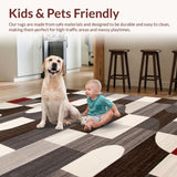 Ultra Soft Area Rug, Non Slip, Stain Resistant, Washable Area Rugs for Living Room, Bedroom, Rustic Tiled Pattern with Warm Hues(Gray)
