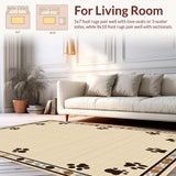Ultra Soft Area Rug, Non Slip, Stain Resistant, Washable Area Rugs for Living Room, Bedroom, Chic Cozy Paw Pattern Aesthetic(Beige)