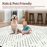 Ultra Soft Area Rug, Non Slip, Stain Resistant, Washable Area Rugs for Living Room, Bedroom, Chic Monochrome Fun Texture(White)