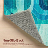 Ultra Soft Area Rug, Non Slip, Stain Resistant, Washable Area Rugs for Living Room, Bedroom, Lagoon Ripple Coastal Runner Rug Washable Beach Inspired Floor Carpet(Blue)