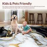 Marble Gold Swirls Accent Abstract Art Runner(White)