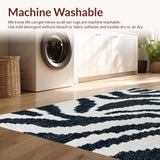 Ultra Soft Area Rug, Non Slip, Stain Resistant, Washable Area Rugs for Living Room, Bedroom, Boho Zebra Kitchen Rug for High Traffic Areas(Black)