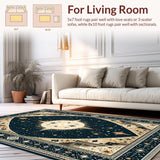 Ultra Soft Area Rug, Non Slip, Stain Resistant, Washable Area Rugs for Living Room, Bedroom, Mystical Crescent Stellar Aesthetic(Blue)