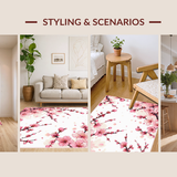 Ultra Soft Area Rug, Non Slip, Stain Resistant, Washable Area Rugs for Living Room, Bedroom, Rustic Springtime Floral Charm(Pink)