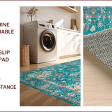 Ultra Soft Area Rug, Non Slip, Stain Resistant, Washable Area Rugs for Living Room, Bedroom, Rustic Lake Green Floral Motif(Green)