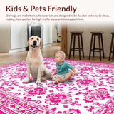 Ultra Soft Area Rug, Non Slip, Stain Resistant, Washable Area Rugs for Living Room, Bedroom, Chic Pastel Bowknot Pattern(White)