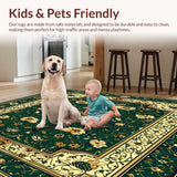 Ultra Soft Area Rug, Non Slip, Stain Resistant, Washable Area Rugs for Living Room, Bedroom, Intricate Boho Area with Abstract Animal Motif and Floral Accents(Green)
