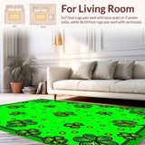 Ultra Soft Area Rug, Non Slip, Stain Resistant, Washable Area Rugs for Living Room, Bedroom, Rustic Low-Profile Clover Design(Green)